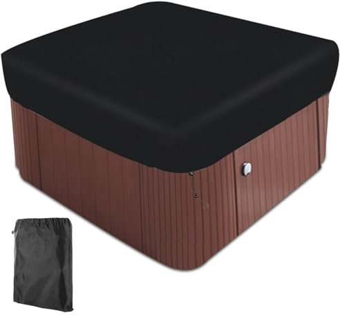 Housse de protection carrée imperméable en tissu Oxford 420D pour spa extérieur, imperméable, anti-poussière et résistante aux UV, pour jacuzzi, noir, 200 x 200 x 25 cm