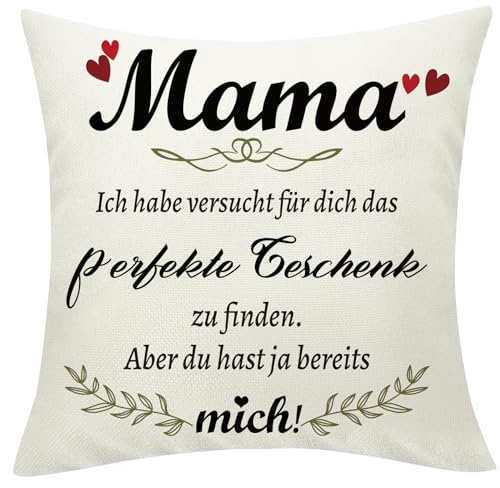 Sunia Geschenke für Mama, Kissenbezüge 45x45cm, Dekokissen Kissen mit Taschen, Mama Geschenk Weihnachten,Geburtstagsgeschenk für Mama, Beste Mama Geschenk,Mutter Geschenk