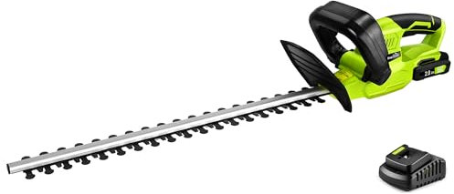 SnapFresh Cordless Hedge Trimmer 20V, 51 cm 2800 SPM Dual-Action Blades, 14 mm Cutting Capacity, 2.1 kg Lightweight Electric Shrub Trimmer with Battery and Charger for Garden, Hedges & Bushes