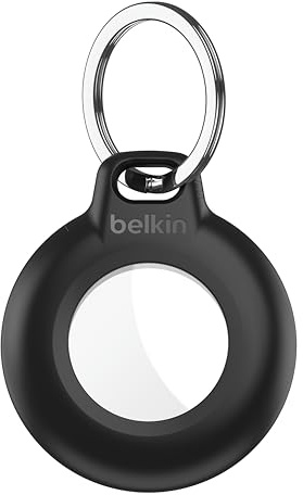Belkin Waterproof Apple AirTag Secure Holder with Key Ring, Durable Scratch-Resistant AirTag Case, Protective AirTag Keychain Accessory for Keys, Pets, Luggage, Backpacks, and More - Black (1-pack)