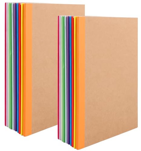 LDHHYH 20 Stück Kraft Notizbuch A5 liniert, 10 Farben Liniert Seiten A5 Notizblock, Notizheft mit Regenbogen Rücken, 60 Seiten/30 Blatt,21x14cm, Notizbücher für Schule Büro