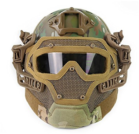 ANSNOW Pj Fast Helm Airsoft Paintball Schutzhelm Vollgesichtsmaske Molle Mesh Atmungsaktive Schutzbrille Für Militär Cs Paintball Schießen, Jagen, Radfahren, Motorradfahren, Outdoor-Sport/Cp