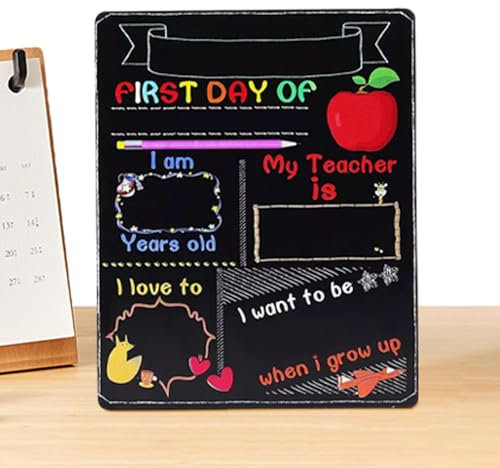 Tafel für den Schulanfang, abwischbare Tafel, Foto im Kreidetafel-Stil, doppelseitige Tafel für den ersten Schultag, beidseitig verwendbares Vorschulschild