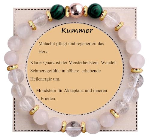 UEUC Heilstein-Perlenarmband für Frauen, Armband mit natürlichen Edelsteinen, Gleichgewichtsschutz, spirituelles Kristallperlenarmband zur Angstlinderung mit Bedeutungskarte(#8)