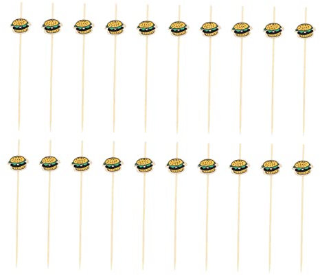 Cabilock 100piezas Brochetas De Hamburguesa De Palillos Forma De Hamburguesa para Decoración De Pasteles Pinchos para Cócteles Unidades para Fiestas