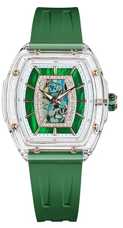 TSAR BOMBA Orologi da Donna, vetro Zaffiro, movimento al quarzo svizzero, orologi da polso in Gomma fluorata, Design Classico tonneau, luminosi, impermeabilizzazione 30 m