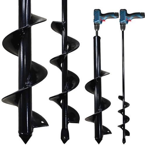 Asoleo 2 Count Garden Auger Drill Bits, 3.5 x 16 & 1.6 x 16.8 Garden Auger Hole Drill & Bulb Planting Tool, Fits 3/8 Hex Drill