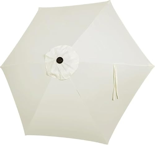 Yaqor Tissu parasol 6 tiges 3 mètres blanc. Pièce de rechange résistant et épais pour parasol de terrasse 3 m.