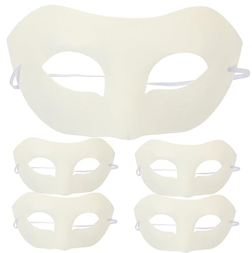 Healeved 5 Pièces Masques à Peindre DIY Papier Blanc Masques Vierges Pâte pour Fête Carnaval Cosplay et Mascarade Décorables et Personnalisables