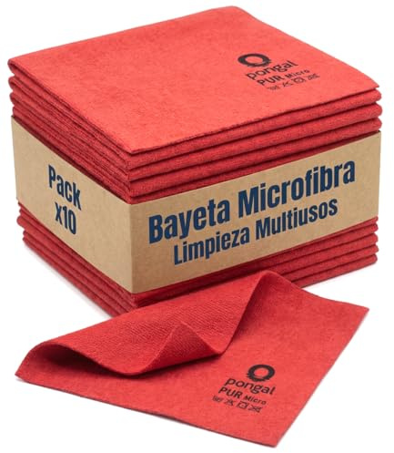 Pongal Bayetas Microfibra Ultra Absorbentes 38X36 Multiusos Limpieza Profesional Vidrios Cocina Coches Hogar Sin Pelusas Secado Rápido Reutilizables Resistencia Alta Pack 10 Unidades Colores Surtidos