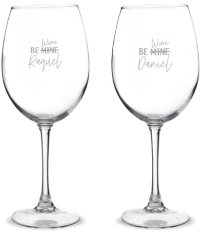 DEREGALOOS Copa de Vino Personalizada. Copas Grabadas de Cristal Templado. Pack de 1 o 2 con Estuche Opcional. Elige tu diseño. Regalo Original para Parejas, Aniversarios, Bodas (2 Copas)