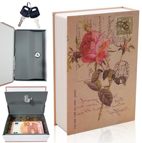 GYHWOFUL Buchtresor mit Schlüssel, Abschließbarer Buchsafe im Wörterbuch-Design, Mini Safe zur Versteckten Aufbewahrung von Geld, Scheinen & Schmuck, Sicherheitsbox für Zuhause & Büro (2 Schlüssel)