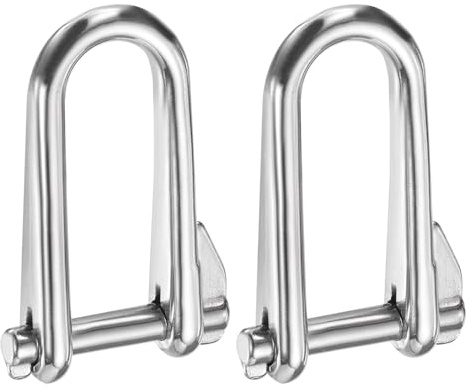 PATIKIL Grillete D Largo, 2 Piezas 6mm (1/4) Acero Inoxidable 316 Grillete Plano D para Barcos Grado Marino con Pasador Clave para Izar Camping Al Aire Libre Senderismo