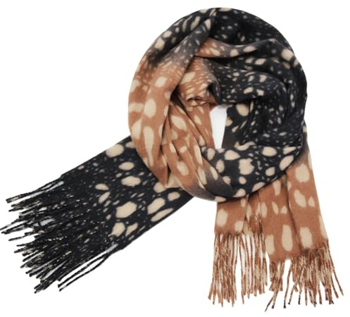 Glamexx24 Damen Schal Winter Warmer Langer Schal Kuscheliger Farbe Leoparden Muster Fransen Poncho Oversized Deckenschal