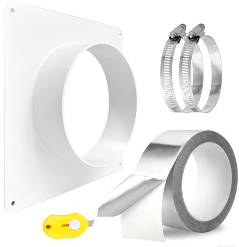 Rohrverbinder Flansch 150mm Luftkanal Verbinder Flansch Lüftungskanalverbinder Kunststoff Gerade Rohrflansch mit Edelstahl Schlauchschellen Alu Folienband für Lüftungssystem