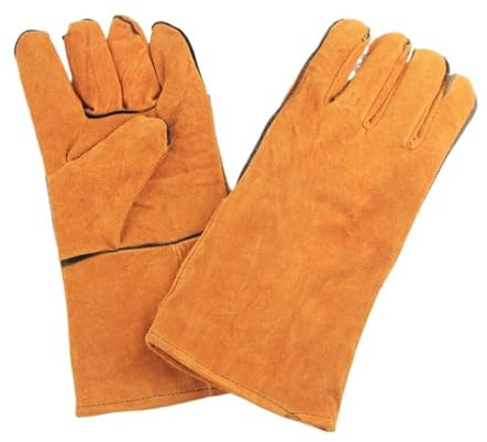 Generico Guanti da saldatura in pelle bovina resistenti al calore con polsino corto - Resistenti alle scottature e all'usura for saldatori elettrici(Long)