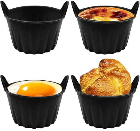 Silikonform Airfryer Zubehör, 4 Stück Ei Formen Airfryer Heißluftfritteuse Zubehör für Friteusen Cosori, Philips, Ninja und Tefal Luftfritteuse