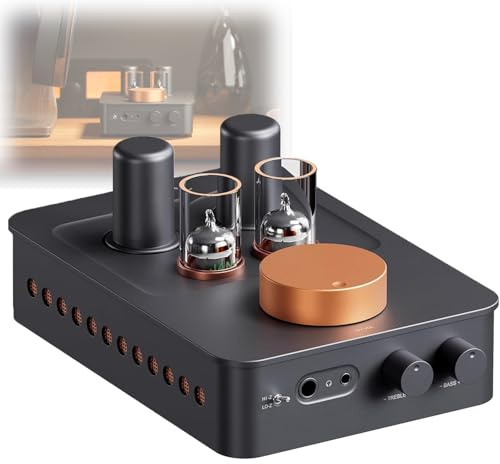 Headphone Amplifier with Tone Control, Vacuum Tubes 5654W and 6AC7, 3.5mm and 6.35mm Jacks for Home Audio