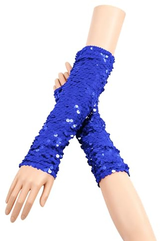 Fingerlose Pailletten Handschuhe,Halbfingerhandschuhe mit Pailletten,Arm Warmers Long Stulpen Handschuhe,für Maskeradepartys Halloween Karneval Accessoires Opernaufführungen 9×28cm