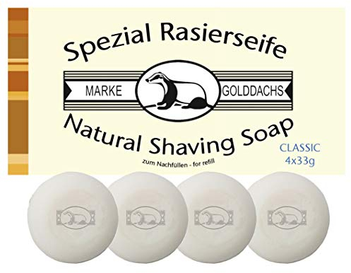 Golddachs Rasierseife Refill im 4er Vorratspack, 4x 33g