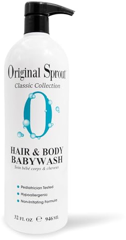 Original Sprout Baby Shampoo and Body Wash, Hypoallergenic Gentle Baby Wash for Newborns, Infants & Kids, Organic Calendula & Rosemary for Sensitive Skin & Hair, 32 oz. Bottle