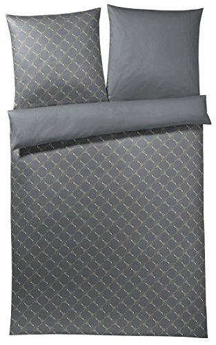 Joop, Mako-Satin-Bettwäsche, Kornblumen-Muster mit nuancierten Farben 135x200 + 1x 80x80 grau