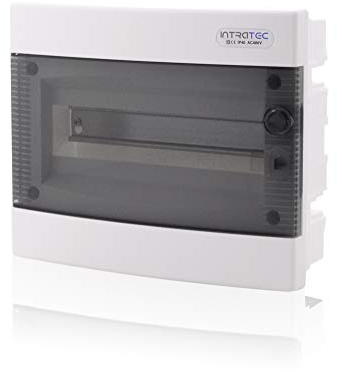 Intratec quadro elettrico incasso, IP40 – Centralino da interno con porta trasparente, per installazione in ambienti asciutti, 1 fila, 12 moduli, 232 x 283 x 106 mm