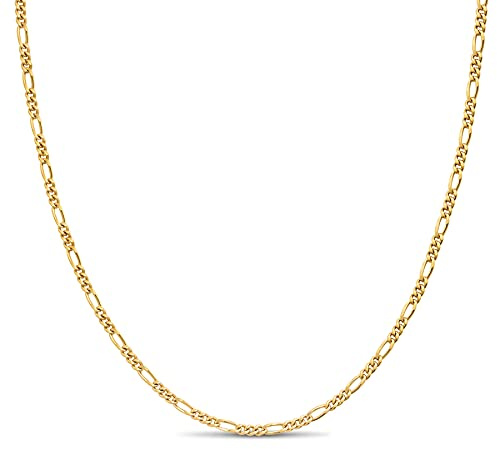 KEZEF Italian Sterling Silver 2mm Figaro Chain Necklace