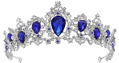 Lurrose Wedding Tiara Royal Blue Metal Tiara Crown for Women Bridal Hair Accessory for Engagement Party and Wedding Headpiece