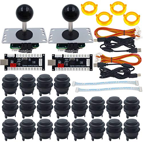 SJ@JX Arcade Game DIY Kit Arcade Matt Black Button Twins USB Encoder Zero Delay 4 & 8 Way Arcade Fighting Joystick Controller für PC MAME Respberry Pi Retropie