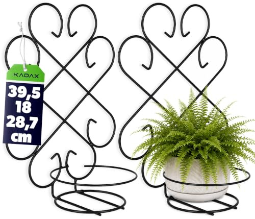 KADAX Blumentopfhalter, Wandkorb, Pflanzenhänger aus Stahl, Blumenhänger, Wandhalterung, Blumenregal für Innen, Pflanzen, Blumenhalter, Topfhalter, Deko, schwarz (Blume)