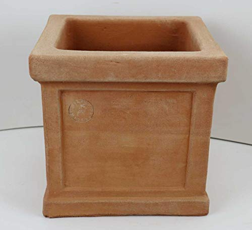 Hirsch Terracotta Terracotta Impruneta Cubo Liscio Con Bordo 38x38x36,5cm Form Quadrat ohne Verzierung Blumentopf, Gefäß, Würfel
