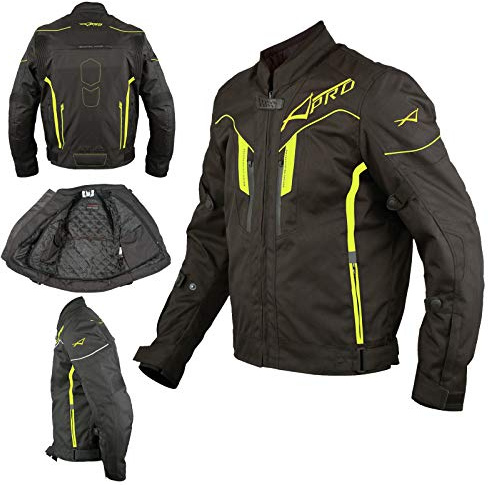 A-Pro textil motorcykel jacka vattentät CE skydd reflekterande sport, Fluo, XXL