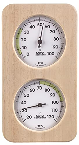 TFA Dostmann Oslo (Abachi) - Termoigrometro per sauna, in legno massiccio, 131 x 34 x 240 mm (L x A x P)
