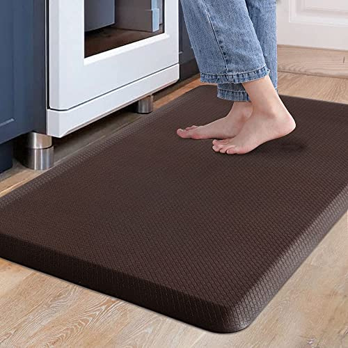 Carvapet rutschfest Küchenteppich Anti Ermüdungsmatte Küchenläufer Schaum-Stehmatten PVC Abwischbar Laufteppich Küchenmatte Bodenmatte (Braun,44x70cm)
