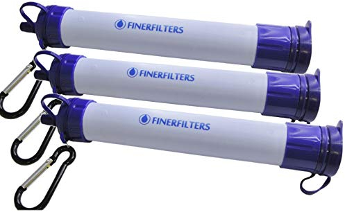 FINERFILTERS Paille de filtre à eau portable personnelle - La membrane filtrante de 0,01 micron fournit une purification microbiologique de l'eau, idéale pour le camping et la randonnée, etc. (3)