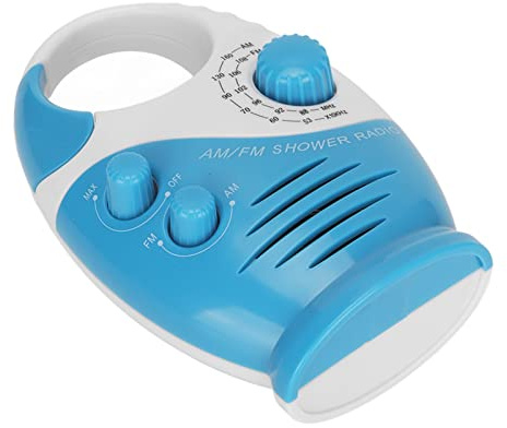 AM FM Portable Radio, Hook Type Radio, Built in Speaker, Design Shower Radio, AM 530 1710KHZ, FM 88 108MHz, for Shower Outdoor Home