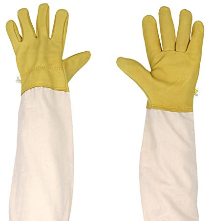 Fowybe Handschuhe für die Imkerei - Imkerhandschuhe aus dickem Ziegenleder,Imkerhandschuhe für Herren, Waldimkereibedarf, Grillhandschuhe hitzebeständig, Grillhandschuhe hitzebeständig für Damen