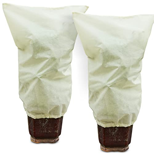 Muzhira 2pcs Plant Fleece Frost Protection Jackets, 50gms 80cm x 100cm Winter Garden Fleece Bag, Plant Cover for for Potted Plant Winter Plant Protection, From Birds and Insects