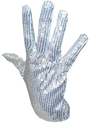 Pailletten-Handschuhe für Erwachsene, Silber, für rechte Hand, perfekt für Kostümpartys, 2 Stück
