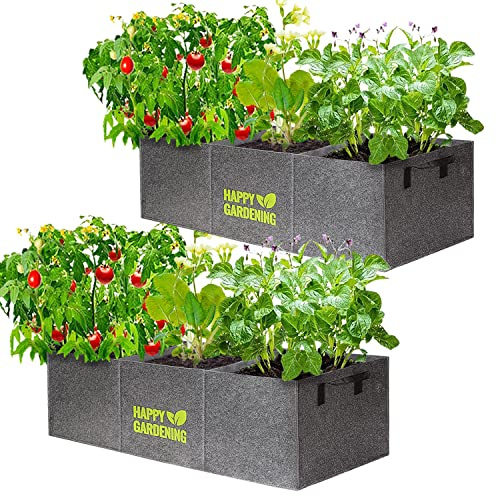 Linksandt Fabric Grow Bags, 2-Pack Raised Garden Bed with Handle for Vegetable Herbs Gardening, Fabric Plant Pots Planter Indoor Outdoor, 3 sq. ft.