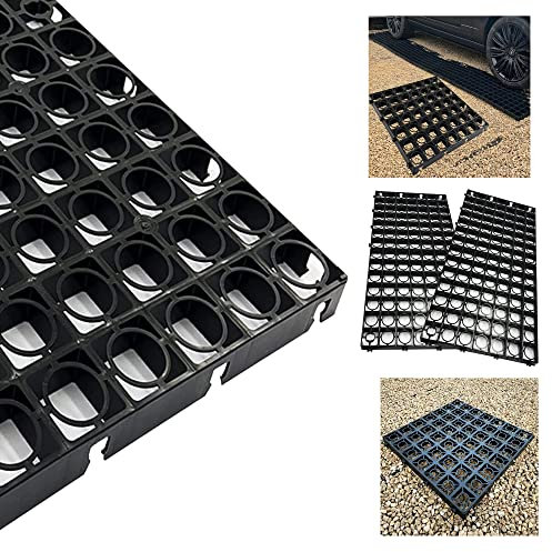 Pluto Packaging Outdoor Gravel Protector Greenhouse Shed Base Path Black Plastic Paving Driveway Grid (16 Grids)