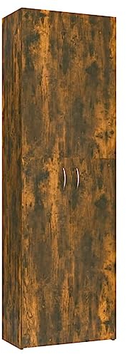 vidaXL Büroschrank, Bücherschrank mit viel Stauraum, Beistellschrank für Wohnzimmer Büro, Hochschrank Aktenschrank, Räuchereiche Holzwerkstoff