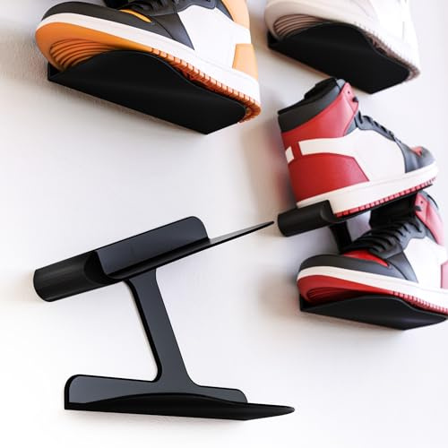 Supporto da parete per scarpe da ginnastica, mensola galleggiante, scaffale nero, 1 pezzo