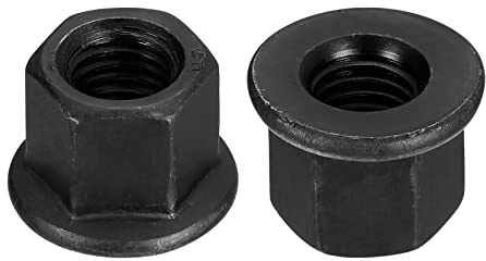 QUARKZMAN M12 Brida Hex Bloqueo Tuercas, 2uds Grado 12.9 Carbono Acero Negro Óxido Acabado Hex Brida Tuercas para Maquinaria