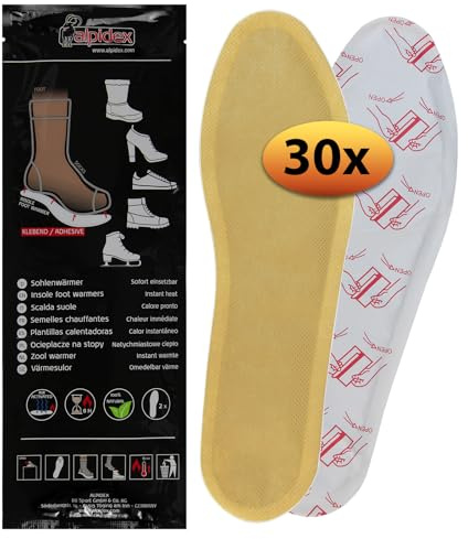 ALPIDEX Calentador Suelas 8┃15┃ 30 Par Calentadores Pies Adhesivo 8 Horas Pies Calientes Plantillas Termicas Calentadoras, Tamaño:S┃35-38, Color:30 pares