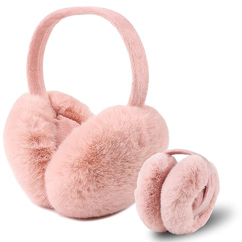 XIAOHAWANG Fashionabla öronvärmare för kvinnor vinter öronskydd flickor fluffig justerbar öronskydd för vuxna barn, ROSA, En Storlek