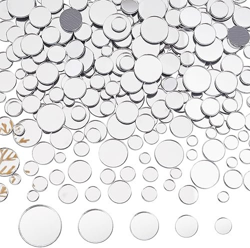 PH PandaHall 250pz 5 dimensioni Piastrelle A Specchio Mini Specchio Rotondo Acrilico Cerchio Piastrelle A Specchio Artigianali per Decorazione Fai Da Te Forniture 5.5/7.5/9.5/11.5/14.5mm