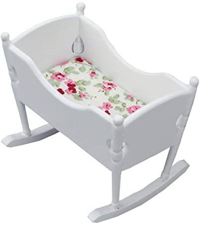 SAFIGLE 2 STK Mini-Wiege Mikro- - Möbel Für Mikrowiegen Puppenwiege Puppenhausmöbel Winzige Wiege Möbelmodell Aus Feenholz 1 12 Wiege Puppenbett Weiß Holzmöbel Kind Krippe Hölzern