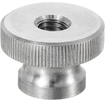 sourcing map Rändelmuttern, 1 Stück, M8 x T 24 mm x H 16 mm, Edelstahl, runde Knäufe, Verbindungselemente, Durchgangsloch, Handschraube, Mutter, Silber, für 3D-Drucker-Teile, Werkzeugmaschinen
